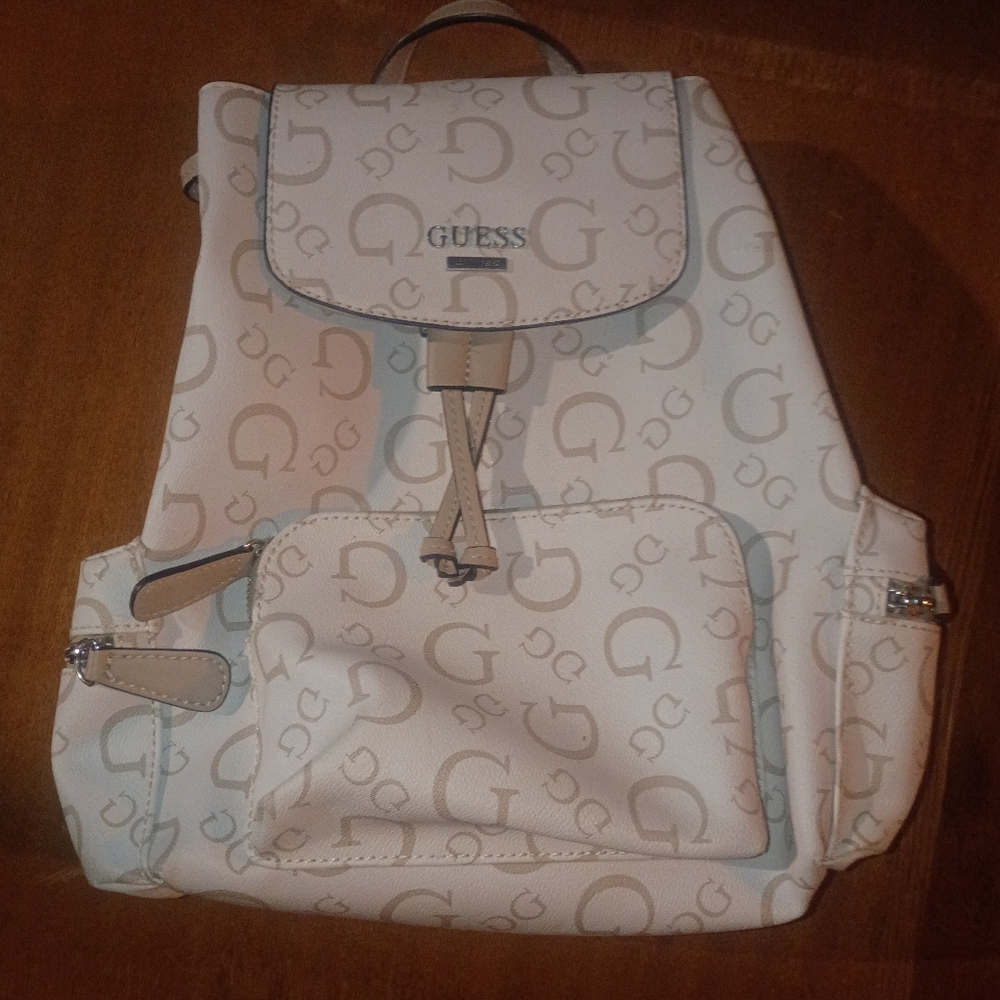 GUESS Beige Monogram Drawstring Backpack - Picture 15 of 16